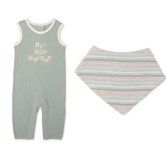 5/$20 NEW 2Pc 12M Infants Easter Romper & Bib Outfit - Picture 1 of 5